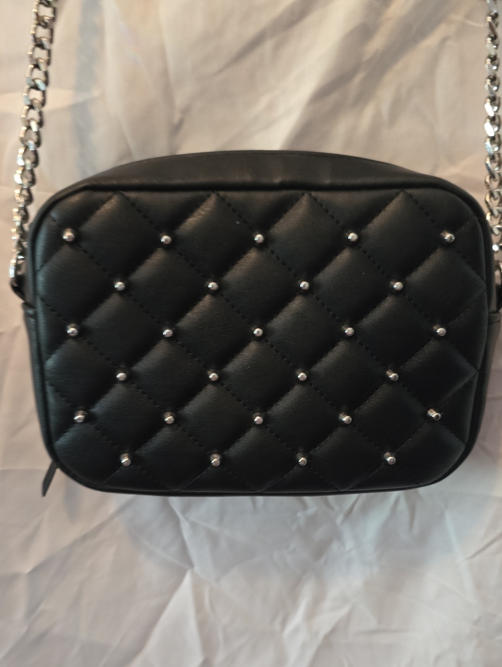 Rebecca Minkoff Black Quilted Studded Crossbody with Chain Strap